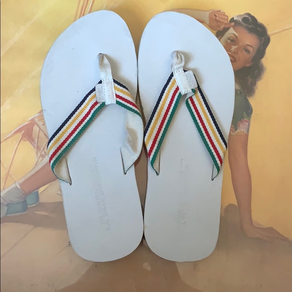 Hudson Bay striped flip flops